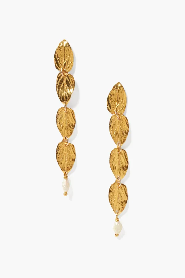 Chan Luu Earrings^Falling Leaf Tiered Earrings White Pearl