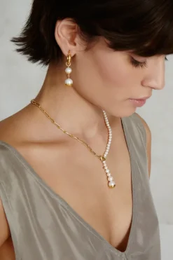 Chan Luu Earrings^Gold Dipped Tiered Hoop Earrings White Pearl