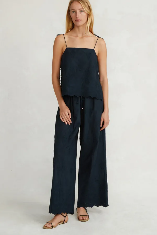 Chan Luu Tops^Grace Embroidered Top Navy