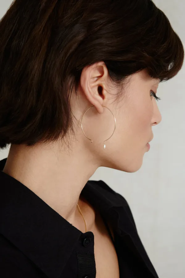 Chan Luu Earrings^14K Belle Hoop Earrings Maxi White Pearl