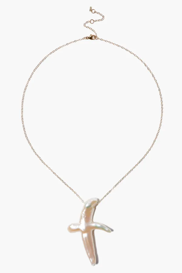 Chan Luu Necklaces^14K Biwa Pearl Cross Necklace