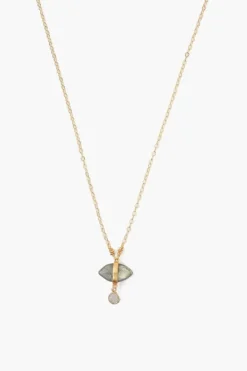 Chan Luu Necklaces^Labradorite Evil Eye And Sliced Diamond Charm Necklace