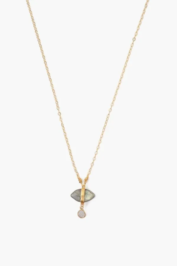 Chan Luu Necklaces^Labradorite Evil Eye And Sliced Diamond Charm Necklace