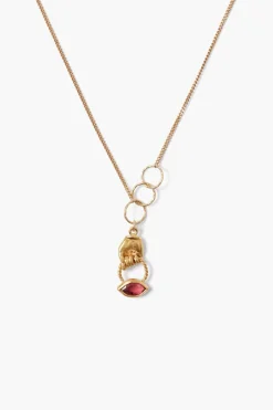 Chan Luu Necklaces^Mano Evil Eye Charm Necklace Garnet