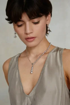 Chan Luu Necklaces^Marion Drop Necklace Grey Pearl