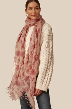 Chan Luu Scarves^Mauve French Floral Cashmere And Silk Scarf