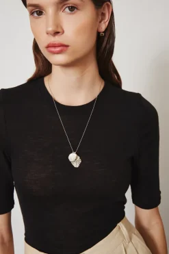 Chan Luu Necklaces^Pearl And Silver Masquerade Charm Necklace